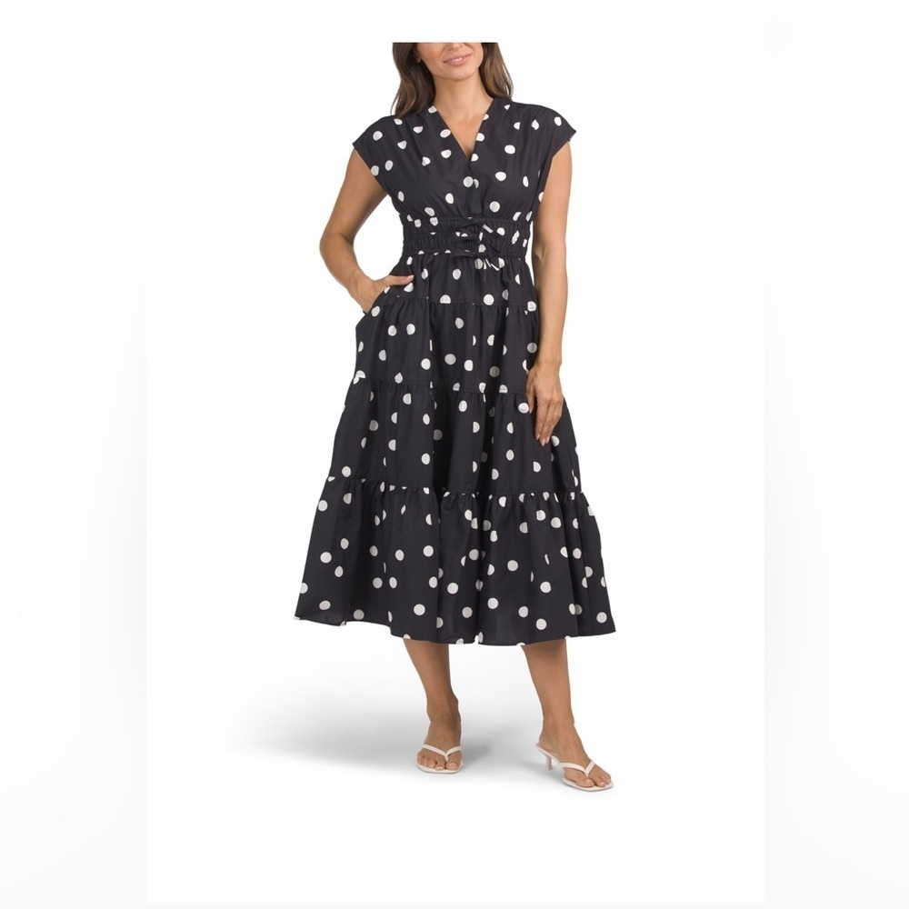 NICOLE MILLER NEW YORK Cotton Lux Polka Dot Maxi Dress - Picture 2 of 3